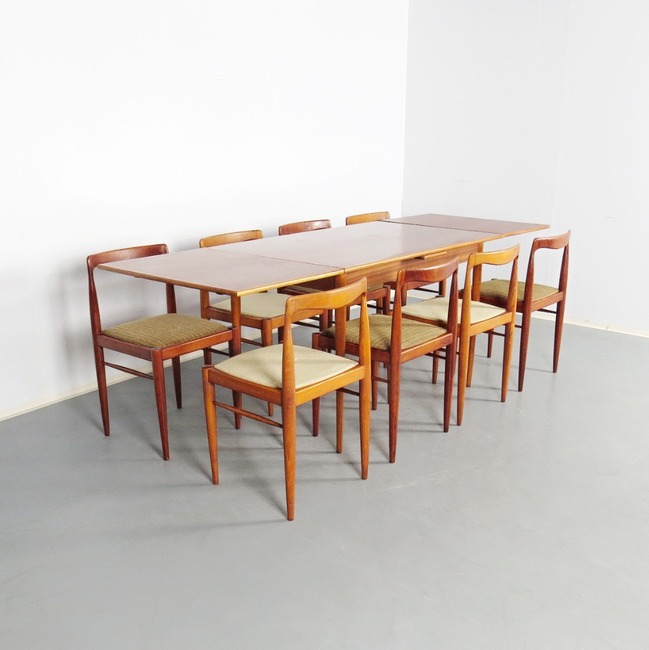 Dining Table and chairs - Dřevotvar Karel Vyčítal (8 pieces)